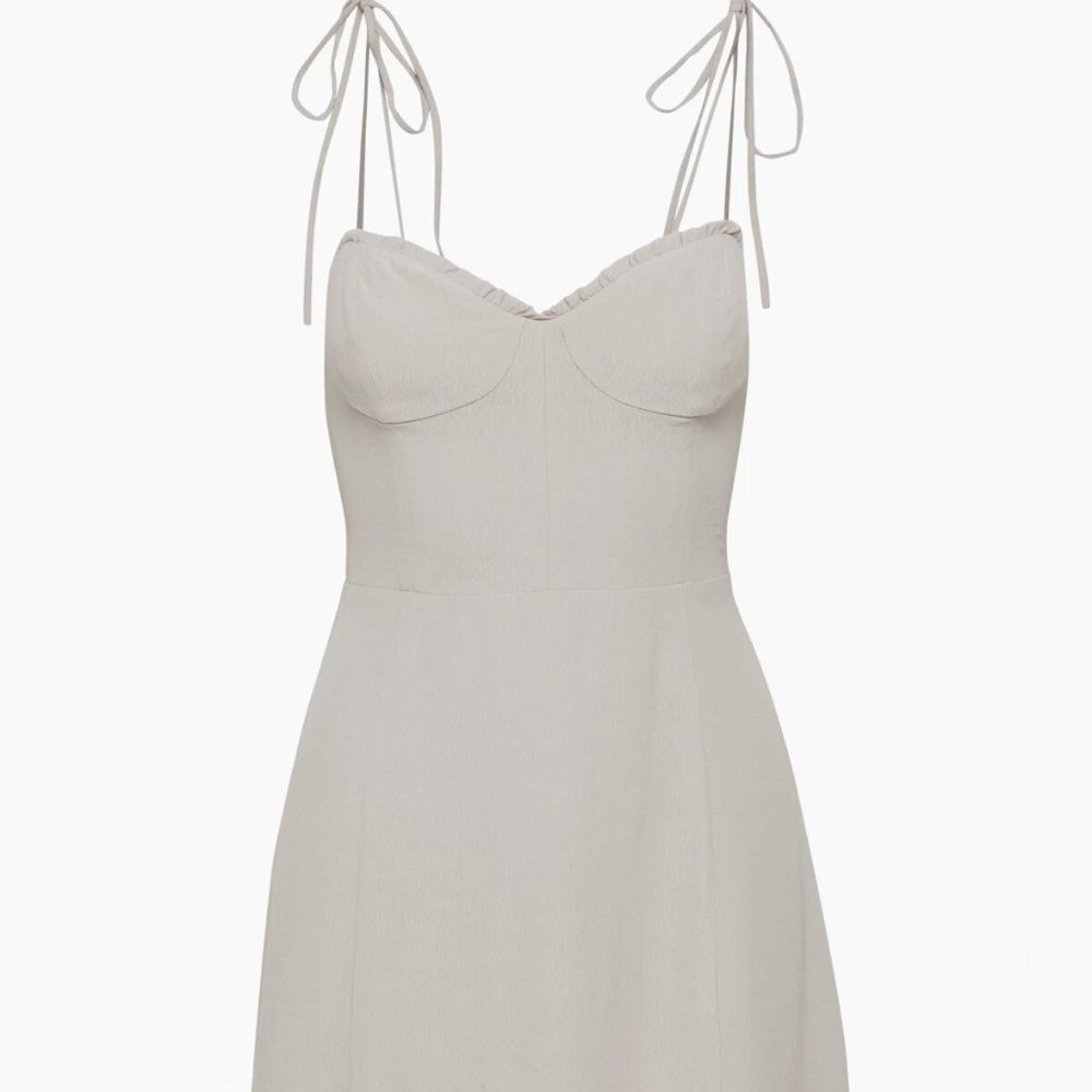 Aritzia Mini Dress in Light Beige Cream with Tie Straps
